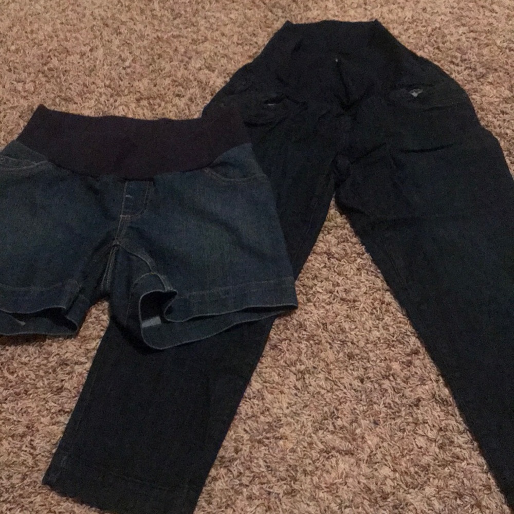 Maternity jean Capri and shorts combo